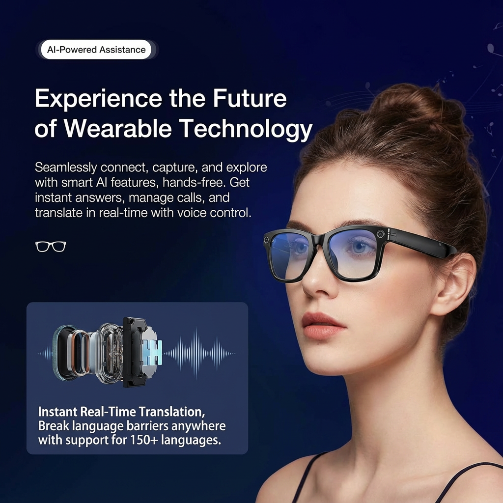 AI Smart Glasses with Camera and Audio