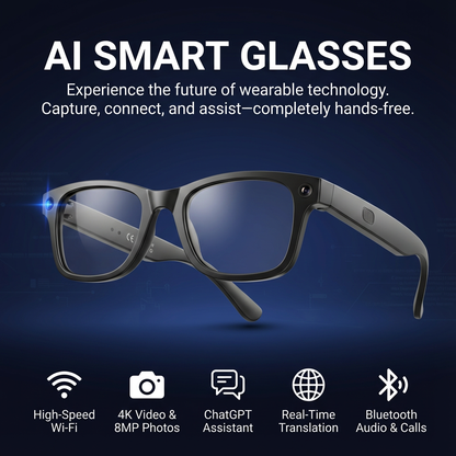AI Smart Glasses with Camera and Audio