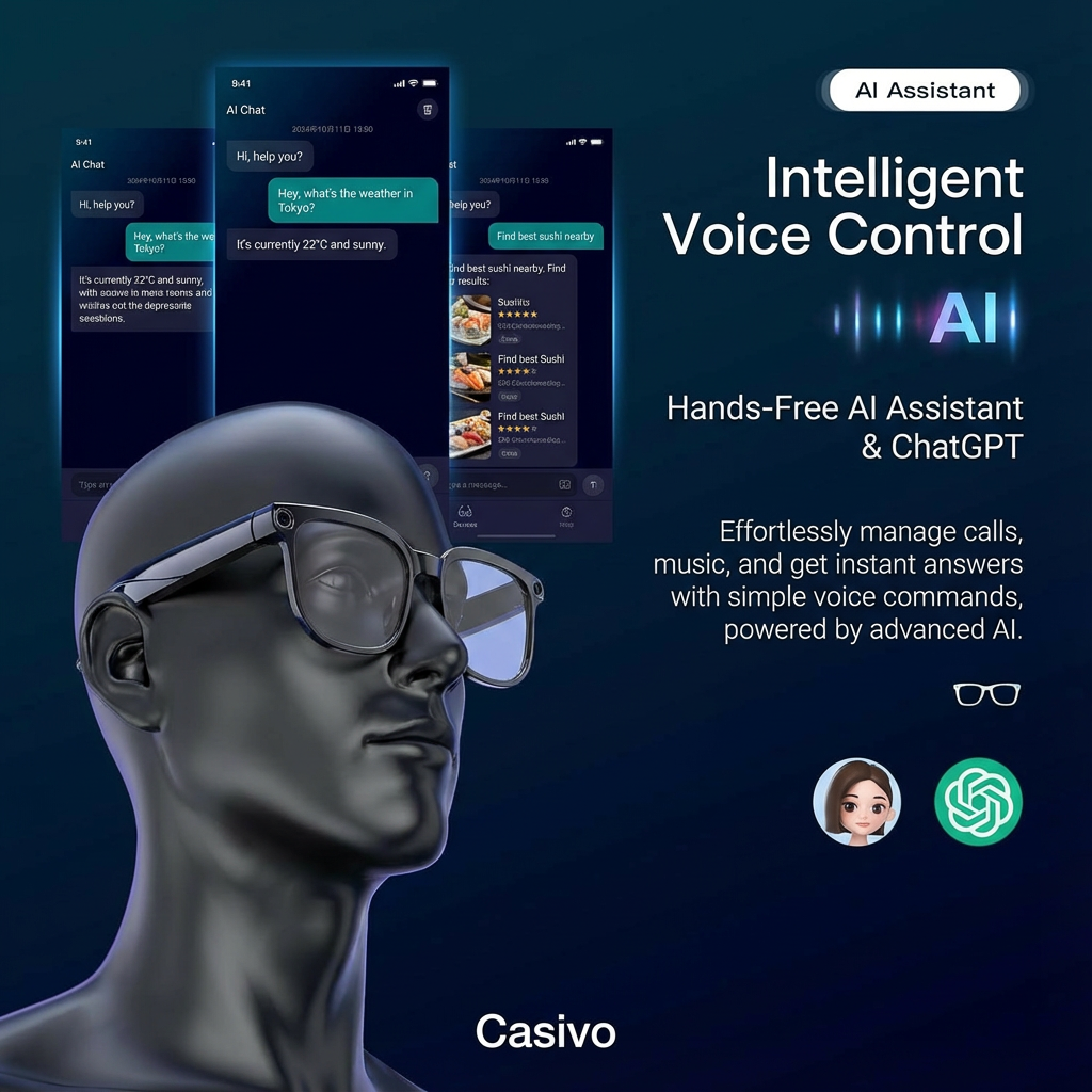 AI Smart Glasses with Camera and Audio
