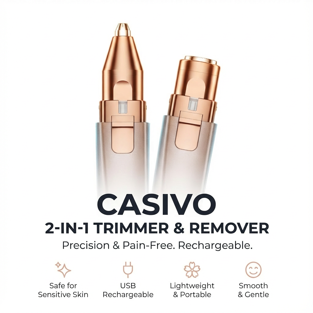 Electric Facial Hair Remover & Eyebrow Trimmer, Rechargeable with LED Light