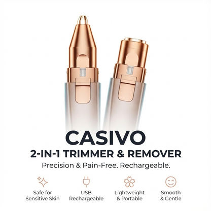 Electric Facial Hair Remover & Eyebrow Trimmer, Rechargeable with LED Light
