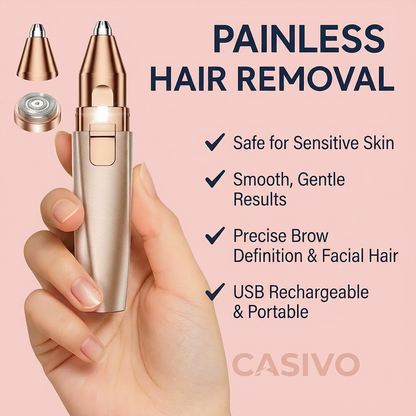 Electric Facial Hair Remover & Eyebrow Trimmer, Rechargeable with LED Light