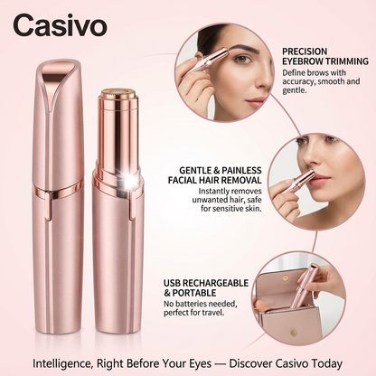 Electric Facial Hair Remover & Eyebrow Trimmer, Rechargeable with LED Light