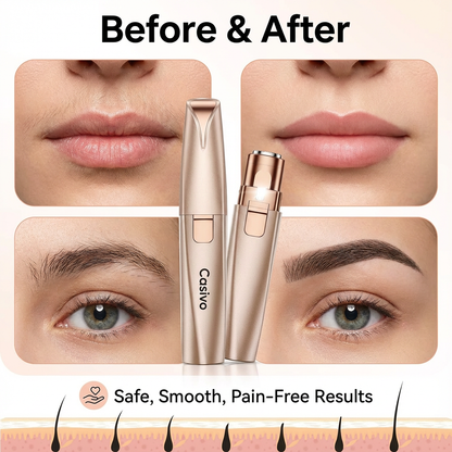 Electric Facial Hair Remover & Eyebrow Trimmer, Rechargeable with LED Light