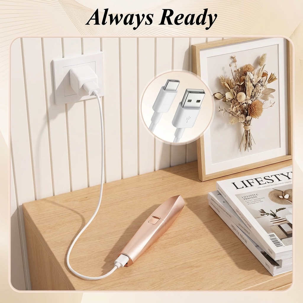 Electric Facial Hair Remover & Eyebrow Trimmer, Rechargeable with LED Light